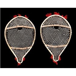Pair of Miniature Snowshoes with Wool Tuffs 5 1/4" L.  Good Condition