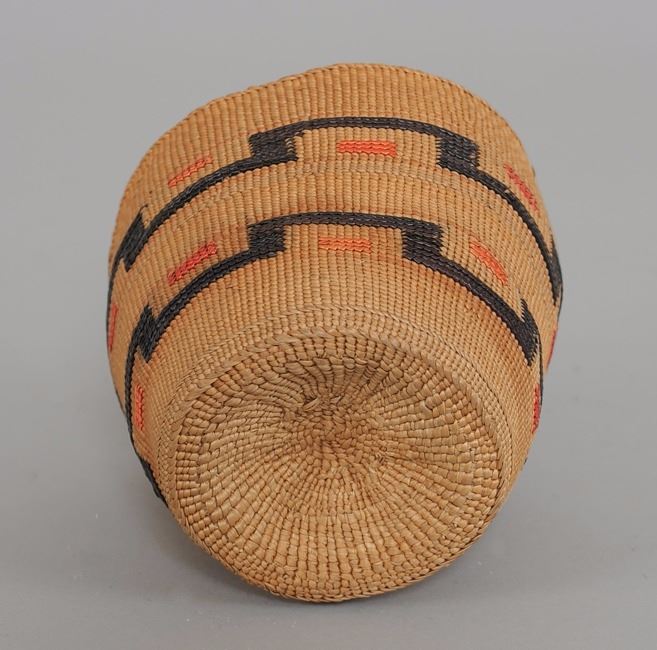 Tlingit Spruce Root Basket with Key Step Design 3 3/4