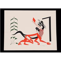 Art Thompson Serigraph Wolf Human Transformation 20/60  1980  14 3/4"x 18"  Fair Condition