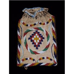 Apache Beaded Pouch with Different Geometric Design On Each Side ca. 1900  8" L. 5 1/2" W.  Good Con