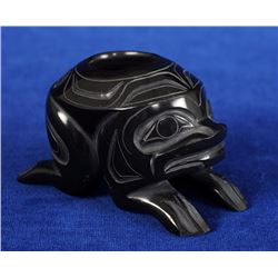 Haida Argillite Frog Dish Signed Greg Lightbrown 2 1/2" L. 1 1/2" H. 1 1/2" W.  Good Condition with 