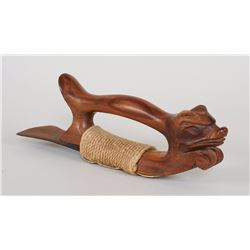 Northwest Coast Figural D'adze 9 3/4" L. 2 3/4" H.  Good Condition with Minor Chip on One Ear