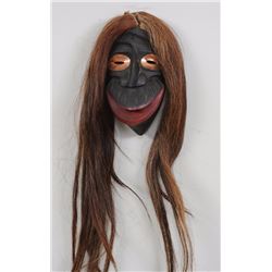 Iroquois Mask with Copper Eyes Carved by Todd Longboat 11 1/2" H. 8" W.  Good Condition