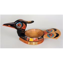 Northwest Coast Carved Loon Bowl, a Presentation to W. R. Hourston in Appreciation, Board of Governo