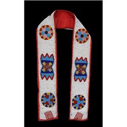 Woodlands Beaded Belt with Geometric Design ca. 1900  33 1/2" L. 2 3/4" W.  Good Condition