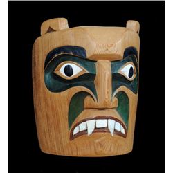 Wolf Man Mask Carved by Art Nicolaye - Tahsis, B.C. 9 1/2" H. 8" W.  Good Condition