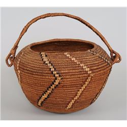 Thompson River Basket with Imbricated Geometric Design and Cooking Pot Shaped 16" L. 10 3/4" W. 9 1/