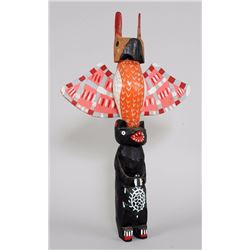 Northwest Coast Totem Carved with a Thunderbird and Bear Holding a Turtle 30 1/4" H. 18 1/2" H.  Goo