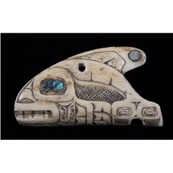 Shaman's Bone Amulet 3 3/8" L. 1 3/4" H.  Good Condition