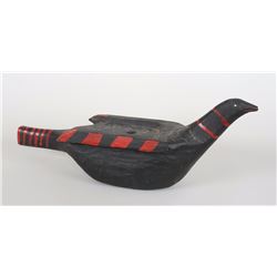 Coast Salish Grouse Rattle ca. 1950's 20 1/2" L. 5" W. 8" H.  Good Condition, Minor Loss To Beak