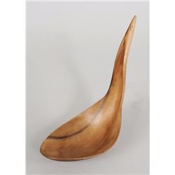 Mt. Sheep Horn Spoon with Incised Design on Back by Peter Grant 9 1/2" L. 3 3/4" W.  Good Condition