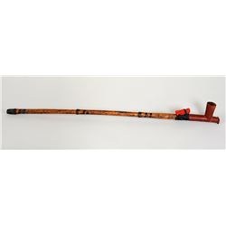 Early Plains Catlinite Pipe with Wood Stem 26 1/2" L. 2 3/4" H.  Good Condition
