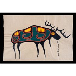 Norval Morrisseau Original Acrylic Painting of a Moose ca. 1965  24"x 36"  Good Condition