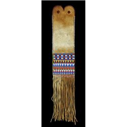 Plains Beaded Pipe Bag with Different Geometric Design On Each Side 26" L. with Fringe 5 1/4" W.  Go