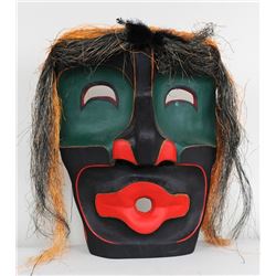 Large Haisla Wild Woman Mask Carved by Ralph Wilson 36" H. 29" W.  Good Condition