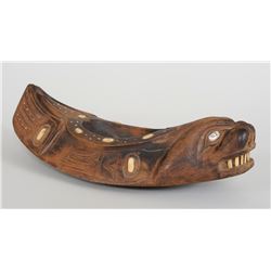 Tingit Seal Bowl with Bead and Bone Inlay Carved by Rudolph Walton ca. 1910 From the E. Stendahl Col