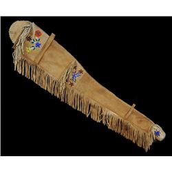 Plains Beaded Rifle Scabbard with Floral Design 41" L. 8" W.  Good Condition