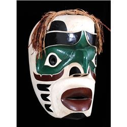 Large Kwagiulth Speaker Mask Carved by Sam Johnson - Gilford Island, B.C. ca. 1950's 17 1/2" H. 13" 