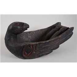 Simon Charlie Carved Eagle Bowl - Signed 27" L. 15" W. 14" H.  Good Condition