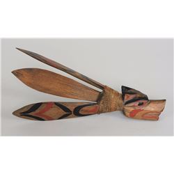 Simon Charlie Carved Cod Lure, Signed with Initials 11" L.  Good Condition