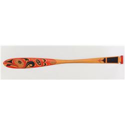 Art Thompson Painted Paddle Signed "Tsa-qwah-supp" Art Thompson Nov. '95  59" L. 5 3/8" W.  Good Con