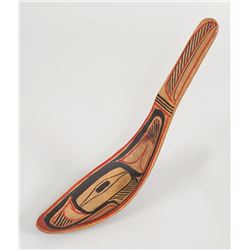 Bella Bella Carved and Painted Spoon Attributed to Captain Carpenter ca. 1920  10" L. 2 1/4" W.  Goo