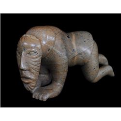Abraham Anghik Ruben Soapstone Carving of a Shaman Transforming 15" L. 14" Deep 5" W.  Good Conditio