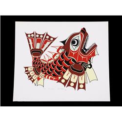 Richard Hunt Serigraph "Red Snapper" 77/150  20 1/2"x 24"  Good Condition