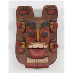 Large Kwakiutl Kwekwe Dance Mask Complete with Dance Rigging and Has Been Danced 22" H. 14 3/4" W.  
