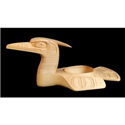 Kwakwaka'wakw Loon Bowl Carver with Yellow Cedar by Will Wadhams 20" L. 7 1/2" W. 8 1/4" H.  Good Co