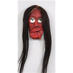 Iroquois Protruding Tongue Mask Carved by Dorothy Thomas 10" H. 7" W.  Good Condition