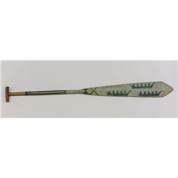 Nuu-chah-nulth Painted Paddle Inscribed with "Old Fason" 59" L. 5 1/2" W.  Good Condition