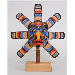 Jay Brabant Hawkman Sun Rattle 13" W. 16" H. on Stand  Good Condition