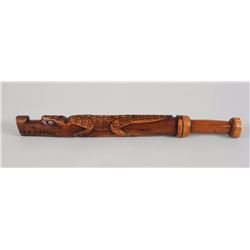 Nuu-chah-nulth Yew Wood Fish Club Depicting a Wolf 21" L.  Good Condition