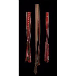 Three Hopi Kachina Sashes; 66"x 3" Plus Fringe, 46"x 2 1/4" Plus Fringe and 46"x 3 1/2" Plus Fringe 