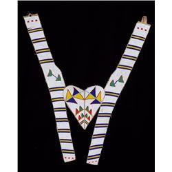 Plains Beaded Martindale with Heart Shaped Geometric Design ca. 1900  34 1/2" L. 16" W.  Good Condit