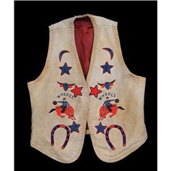 Beaded Vest with Bronco Rider, Star, Horseshoe and "Whopee" Design Size Small - Estate of Alfred Hig