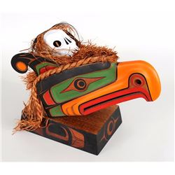 Kwakwaka'wakw Hamatsa Thunderbird Mask with Carved Skull on Top by Steven Bruce - Alert Bay, B.C. 16