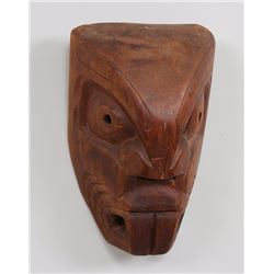 Kwakiutl Pugwus Mask Attributed to Jack James - Gilford Island, B.C. 13" H. 8 1/2" W.  Good Conditio