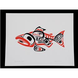 Bill Reid Serigraph "Haida Dog Salmon - Skaagi" 67/600  1974  19 3/4"x 25 1/2"  Good Condition