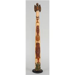 Ksan Story Totem From Hazelton, B.C. 30" H. 3" W.  Good Condition