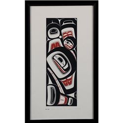 Robert Davidson Serigraph "Killer Whale" 279/295  1975 Signed in Pencil 10 1/4"x 17 3/4" Framed  Goo