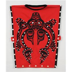 Haida Button Robe with Shark Design on Front and Killer Whale on Back Size XL  Good Condition