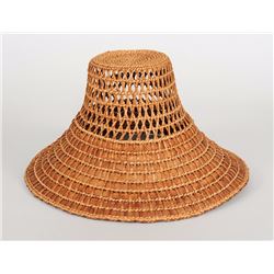 Haida Cedar Hat with Openwork 13 3/4" D. 8" H.  Good Condition