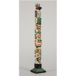Northwest Coast Carved and Painted Totem 8 1/4" H. 1 3/8" W. Base  Good Condition