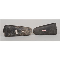 Two Northwest Coast Stone Adze From the E. Stendahl Collection 5" L. 2 1/4" W. and 4 1/4" L. 2" W.