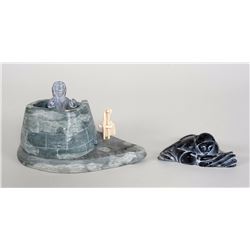 Inuit Soapstone Carving of an Igloo by William Koaha Bought at Bathurst Inlet 1975  7 1/2"x 5 1/2"x 