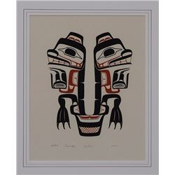 Robert Davidson Serigraph Double Beaver 1975  62/303  14"x 16" Framed  Good Condition