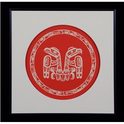 Robert Davidson Eagle and Raven Print, Unsigned 19"x 19" Framed  Good Condition