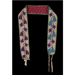 Woodlands Beaded Belt with Floral Design On Trade Cloth 42" L. 3" W.  Good Condition